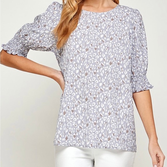 Puff sleeve printed top - Picture 4 of 8